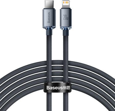 Kabllo karikimi / të dhënash Baseus Crystal Shine Series USB-C - Lightning, 20W, 2m, e zezë