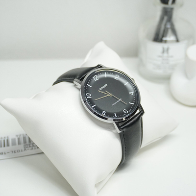 Ora dore Casio MTP-VT03L-1B, analog, rrip lëkure, e zezë