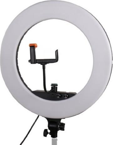 Dritë rrethore Studioking LED 480ASK, bicolor, me mbajtëse telefoni, e bardhë