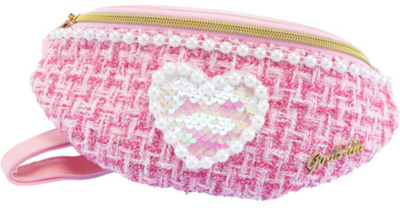 Ташна за струк Girabrilla Tweed Fanny Pack, за девојчиња, со мониста, розова