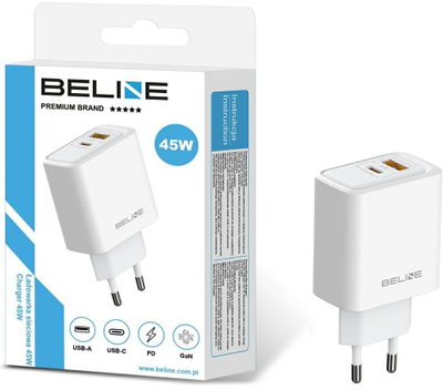 Karikues AC Beline BLN2CW45, 45W GaN, USB A edhe USB C, i bardhë