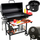 Grill qymyri pa markë, me kapak, sipërfaqe 71x34.5 cm, i zi