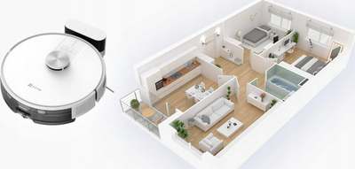 Робот правосмукалка Ezviz RE4, 4000 Pa, интелигентна навигација, бела