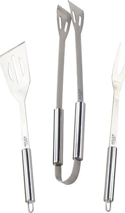 Set veglash BBQ Adler AD 6728, 3 copa, çelik inoks, argjendtë