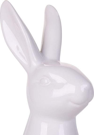 Figurë zbukuruese lepur qeramike Beliani Rabbit RUCA, me shkëlqim, e bardhë