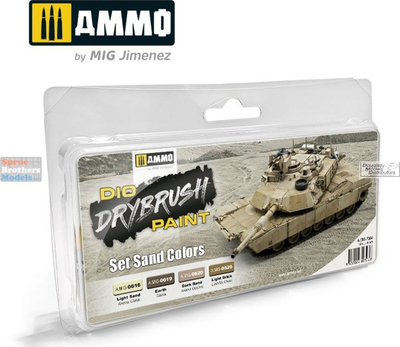 Set bojërash akrilike Dio Drybrush Paint Set Sand Colors, 4 ngjyra, për terrain me rërë, shumëngjyrësh