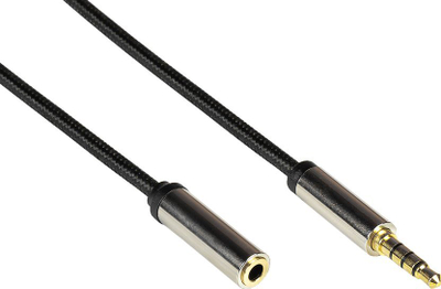 Kabllo zgjatuese audio Gembird PYTHON GC-M0237, 3.5mm 4 pole, tekstil, 1m, e zezë