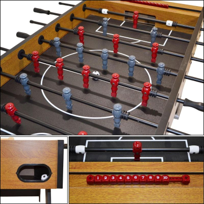Tavolinë futbolli Enero, 153x76x81 cm, 60 kg, ngjyrë dru e zezë