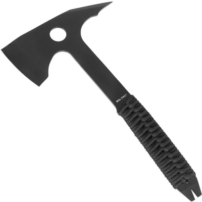 Sëpatë taktike Mil-Tec Paracord Axe, çelik inox, dorezë me paracord, e zezë