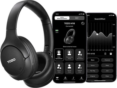Kufje H10 me kap veshin, wireless Bluetooth, me heq zhurmën, të zeza