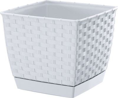 Vazo katrore Prosperplast RATOLLA SQUARE DRLK165, 15.5x15.5x14 cm, plastike, e bardhë
