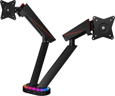 Krah i dyfishtë monitori ICY BOX IB-MSG304BL-T, deri 32", me drita RGB, i zi