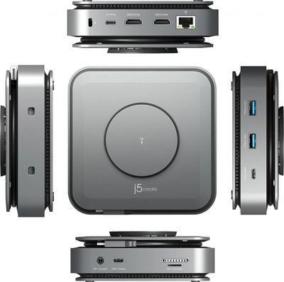 Dock USB C J5create JCD3199, Dual HDMI 4K, karikim wireless 15W, gri hapësinor