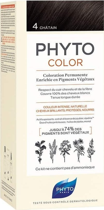 Bojë flokësh Phyto Phytocolor 4, gështenjë, pa amoniak