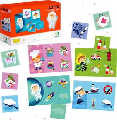 Loja edukative Dodo Toys Lotto Profesione, 6 karta, 24 zhetona, shumëngjyrëshe