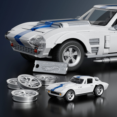 Set për ndërtim Mattel Hot Wheels Corvette Grand Sport, shkallë 1:16, për koleksion, shumëngjyrësh