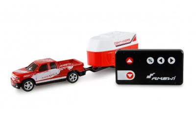 Makina RC Amewi pickup Die Cast me rimorkio kali, 1:64, gati për lojë, e kuqe