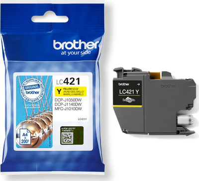 Kartuç boje Brother LC-421Y, 200 faqe, e verdhë