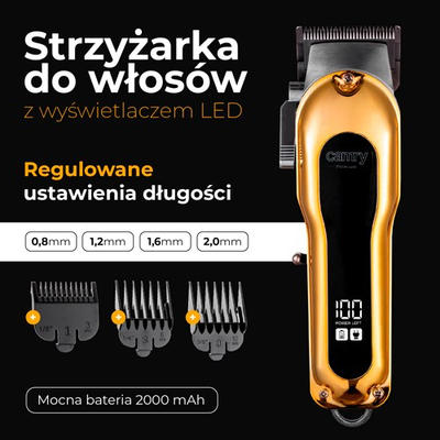 Makineri qethëse Camry CR 2844, bateri Li Ion, ekran LED, ari