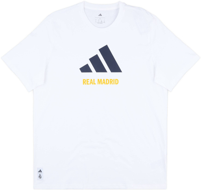 Bluzë Adidas Real Madrid 24/25 Seasonal Graphic Tee M JM2124, pambuk, e bardhë