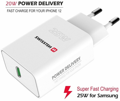 Karikues Swissten, USB-C,PD, 25W, i bardhë