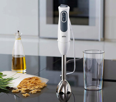 Blender dore Braun Multiquick 3 MQ 3137 Sauce+, 750W, me enë prerëse 0.6L, i bardhë