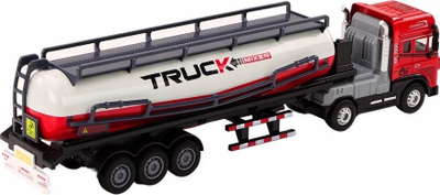 Lodër kamion me rimorkio Lean Toys Tanker, shkallë 1:24, me drita edhe zëra, e kuqe