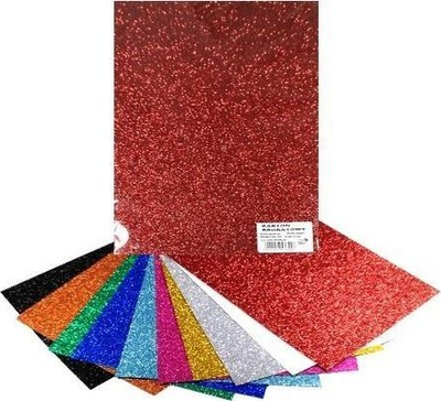 Karton dekorativ Galeria Hobby Colored Glitter, 250 g/m², 25x35 cm, set me plot ngjyra, 10 fletë