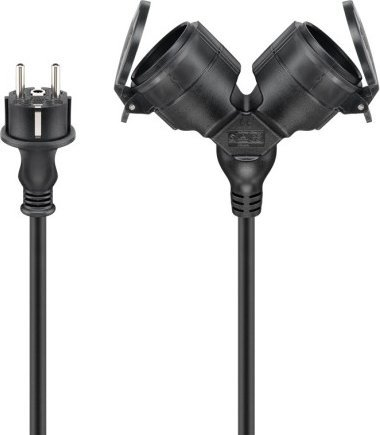Kabllo zgjatës Pro Outdoor Double Extension, 10 m, 2 dalje, i zi