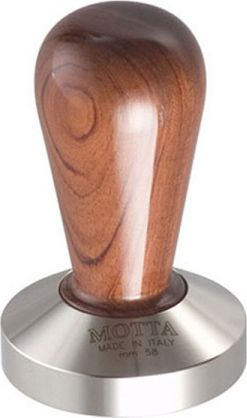 Притискач за кафе Motta Bubinga, професионален тампер 58mm, дрвена рачка, кафеава