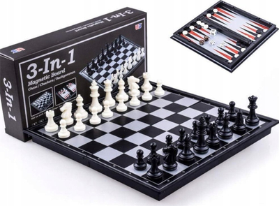 Loje shahu magnetike 3 në 1 Chess, e butë, 25x25x2cm