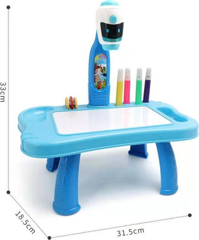 Lodër projektor mini robot tavoline LEAN Toys, 2 në 1, me markera blu, për fëmijë