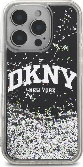 Kapak telefoni DKNY Liquid Glitter Arch Logo DKHCP16LLBNAEK, për iPhone 16 Pro 6.3", hardcase, i zi