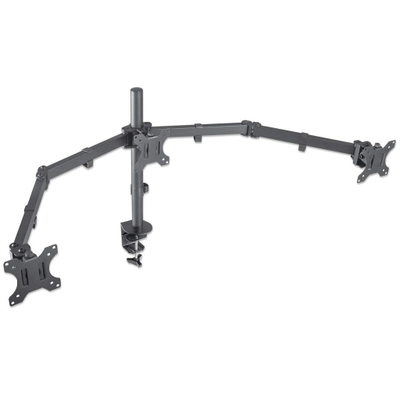 Mbajtëse tavoline Manhattan Triple për 3 monitorë 10\"–27\", VESA 75x75 / 100x100, e zezë