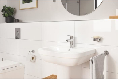 Rubinet lavamani GROHE QuickFix Start, me sifon pop up, H 16.5 cm, krom