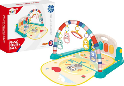 Tapet lojërash LEAN Toys Piano Fitness Rack, me piano dhe hark me lodra, shumëngjyrësh
