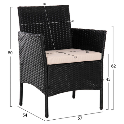 Set kopshti lounge 4-pjesësh Stasia (HM6089.01), zezë