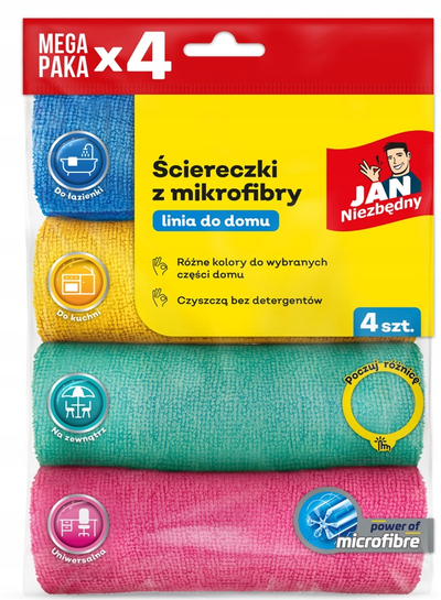 Lecka mikrofibre Jan Niezbędny, set me 4 copë, me ngjyra të ndryshme