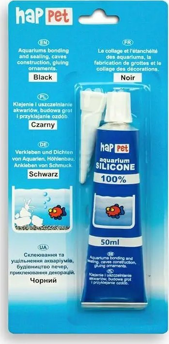 Silicon për akuarium Happet Black, 60 ml, i zi