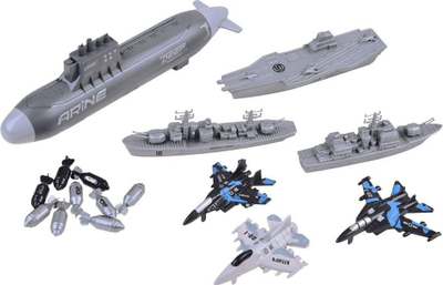 Set lodra detare Jokomisiada Submarine Sea Battle Ships ZA3812, anije luftarake dhe aeroplanë, plastikë, gri