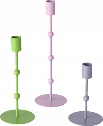 Set mbajtëse qirinjsh Boltze Metal Pastel, 1 qiri, set 3 copë, shumëngjyrëshe