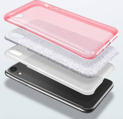 Futrollë me shkëlqim për Samsung Galaxy A16, mbrojtëse 3‑në‑1, transparente me glitter