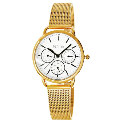 Ora dore për gra Pacific Chronograph X6180-3, kronograf dekorativ, çelik inox, ari
