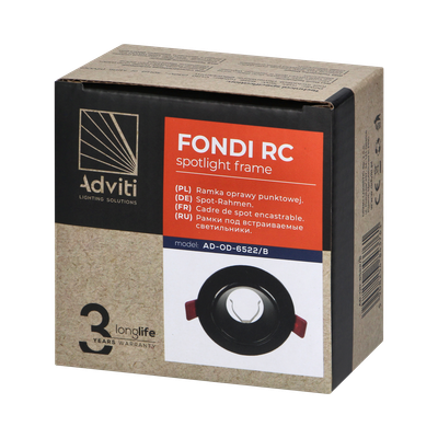 Kornizë dekorative për spot FONDI RC, GU10 MR16, 50W, alumini, e zezë