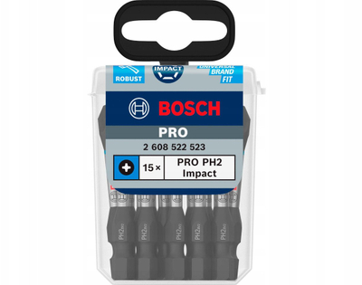 Set bit kaçavidhash Bosch Pro Impact Control PH2, 55mm, 15 copë