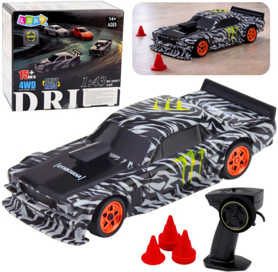 Makina me telekomandë LEAN Toys RC Drift Sports Car, 1:43, 15 km/h, kamuflazh e zezë