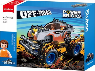 Lodër me kocka Sluban Off Road Monster Truck M38-B1162, 267 copë, Pull Back, shumëngjyrëshe