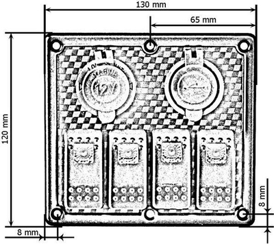 Panel kontrolli TurboWorks Switch F, 5 çelësa ON OFF, 2x USB 3.1A, blu