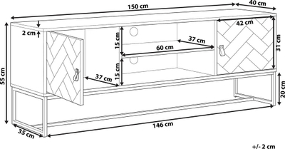 Komoda TV Beliani NUEVA, deri 68", MDF, dru i çelët dhe e bardhë