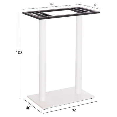 Bazë për tavolinë bar me 2 këmbë 80x40x108Hcm (HM480.02), bardhë